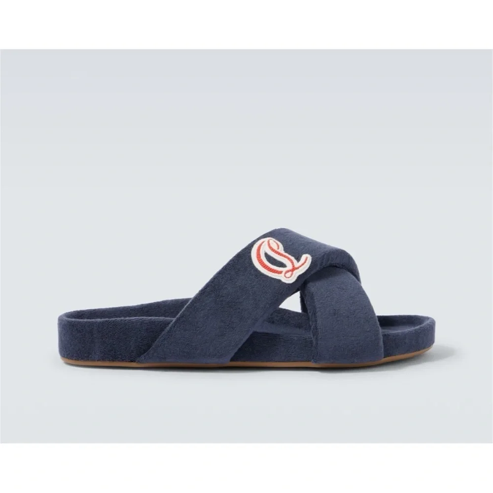Christian Louboutin BIZZU cross strap Terry cloth slide size 44